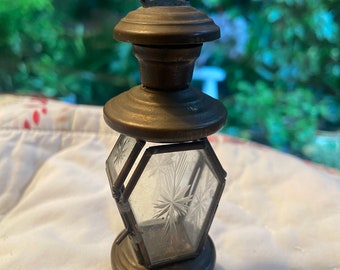 Sweet vintage mini brass and glass lantern