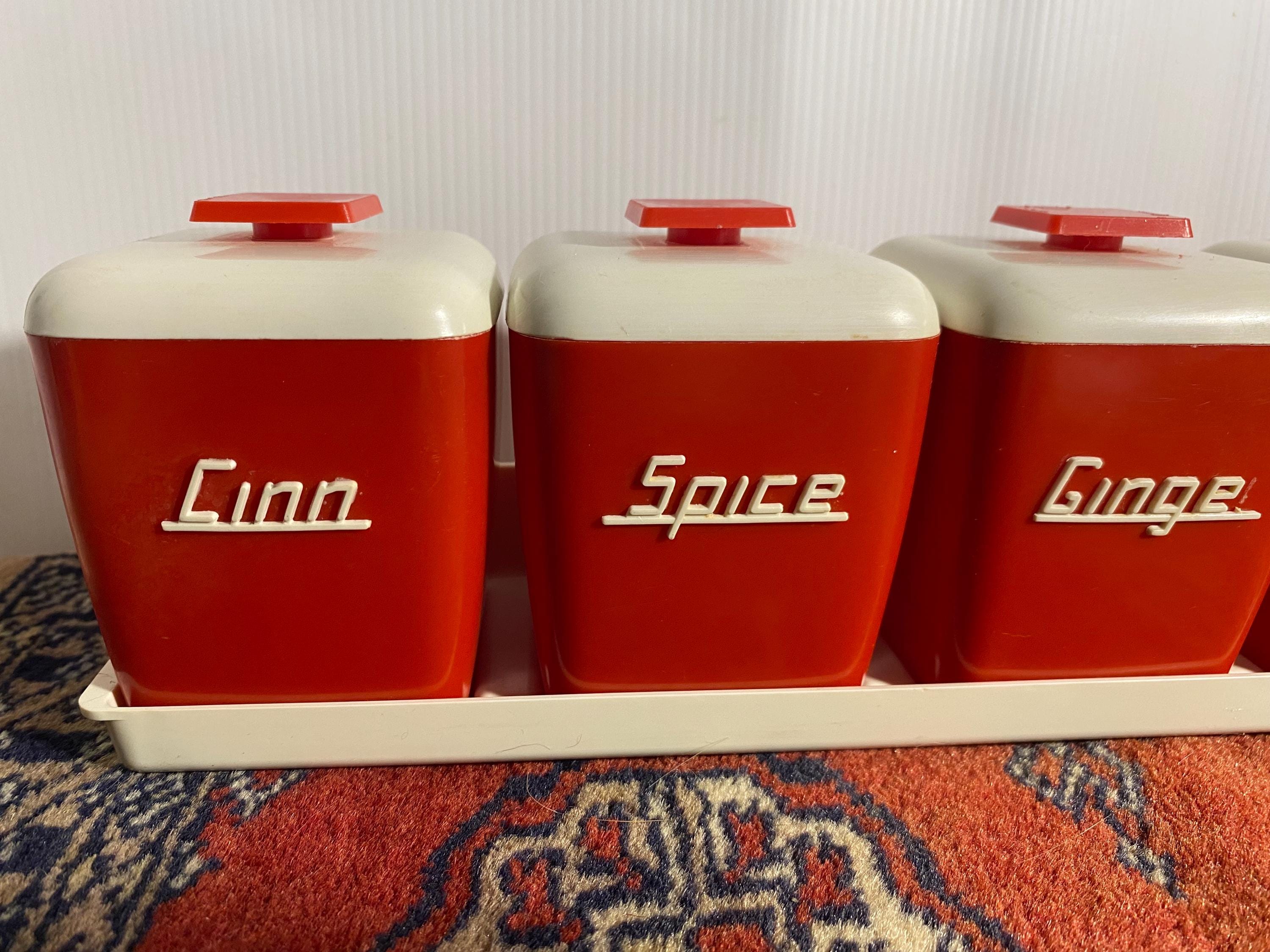 ヴィンテージNally Ware ナリーウェアキャニスター4点RED·͜· ♡ 最終ヴィンテージNally Ware ナリーウェアキャニスター4点RED·͜