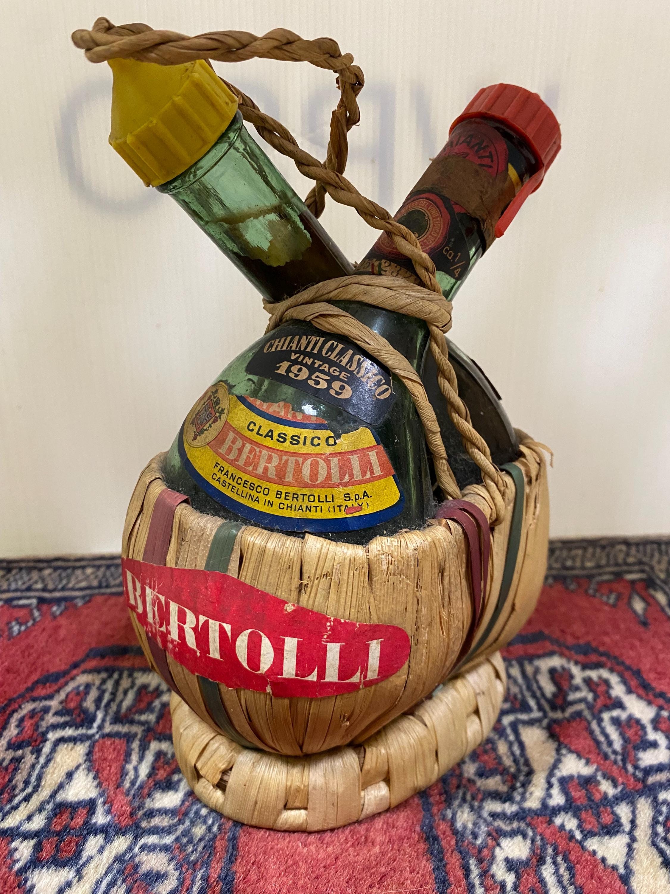 RARE Vintage Double Chianti Bertolli Raffia Covered Bottle - Etsy