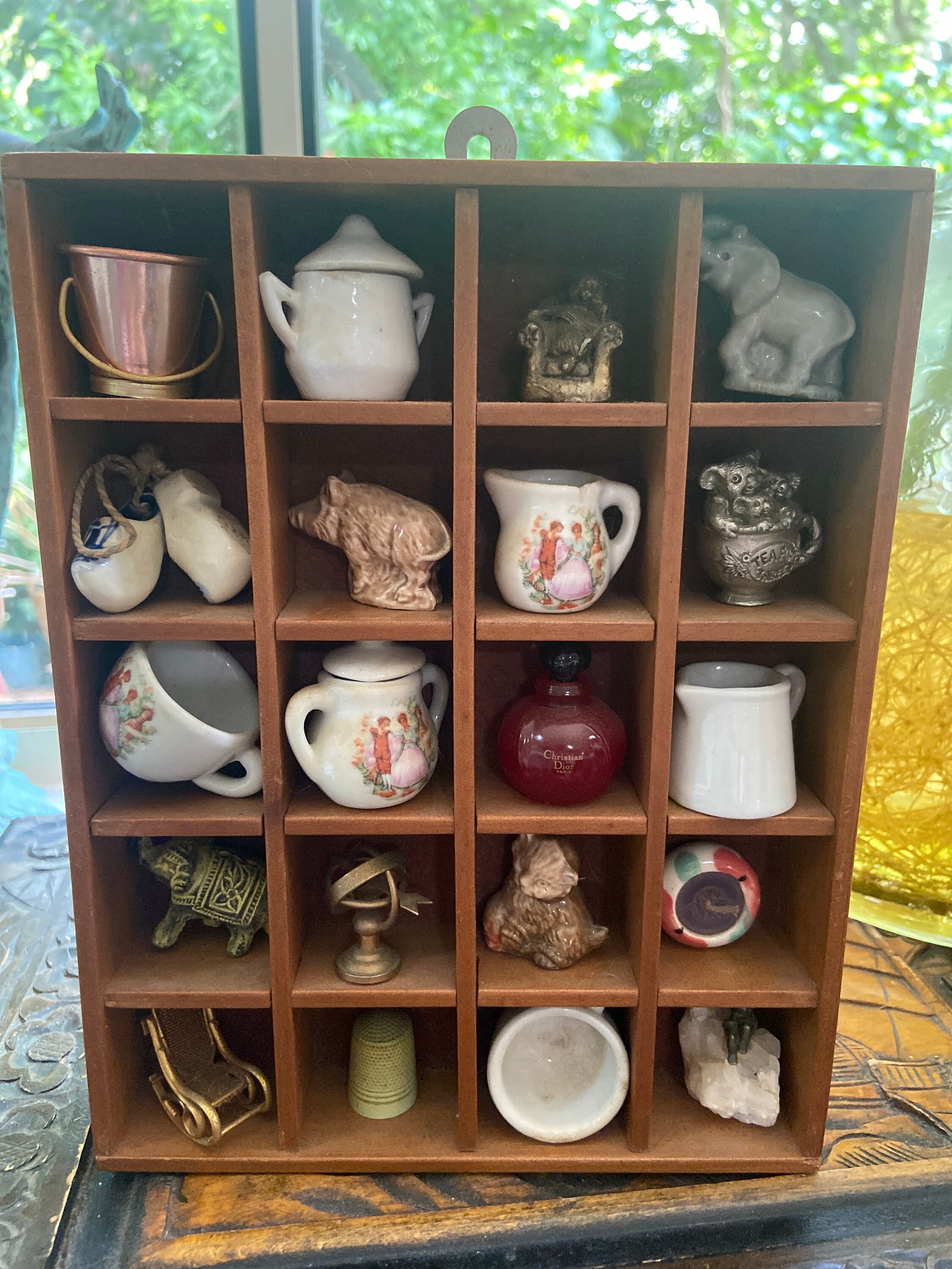 Little Vintage Curio Shelf Full of Miniatures Incl Wade Whimsies Etsy