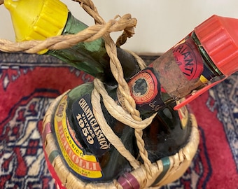 RARE Vintage Double Chianti Bertolli Raffia Covered Bottle - Etsy