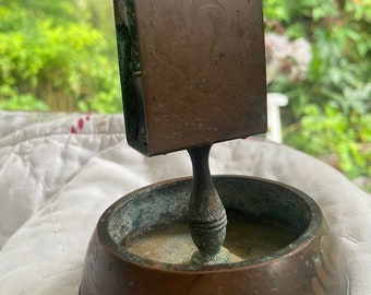 Antique copper brass matchbox holder
