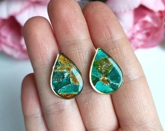 0102/ Pendientes de arcilla, Pendientes de arcilla polimérica de piedra sintética, Pendientes colgantes, Joyas de mármol, Ligero, Hecho a mano, Pendientes de primavera, Pendientes de boda