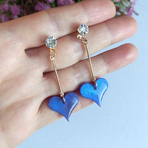 Painted Harts Polymer Clay Earrings, Valentines Day Polymer Clay Earrings ,Handmade Jewelery, Statement Dangle, Lightweight Earring, 1202