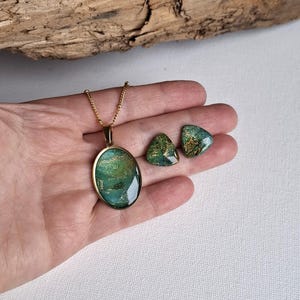 Whisper of Teal – Triple Element Polymer Clay Earrings, Bold Teal & Amber Arch Dangles, Handmade Statement Jewelry, Gift for Her, 0507