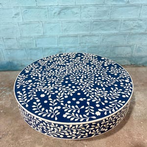 Floral Bone Inlay Coffee Table: Handmade Boho Accent Table