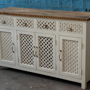 Hand-Carved Wood Cabinet | Boho Indian Sideboard | Solid Wood Storage Console | Rustic Accent Furniture | Entryway or Living Room Decor