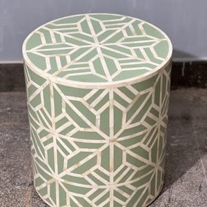 Handmade Bone Inlay Side Table: Solid Mango Wood, Bohemian Decor
