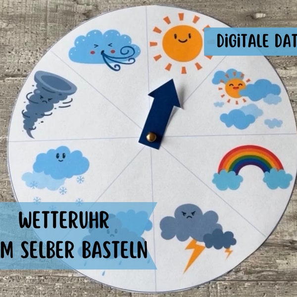 Tinker weather clock Children learn Montessori weather disc weather wheel digital file