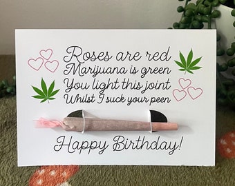 Various Greetings Naughty Stoner Birthday Card with Joint Holder, Stoner Gift for Him, Stoner Poem