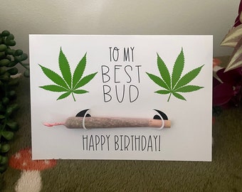 Various Colours Personalised Best Bud Congratulations, Stoner Birthday Card, Joint Holder, Stoner Gift