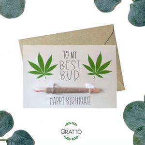 Various Colours Personalised Best Bud Congratulations, Stoner Birthday Card, Joint Holder, Stoner Gift
