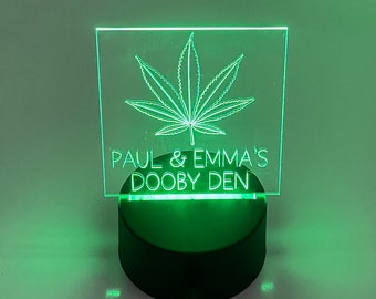 Personalised Weed Leaf LED Light Colour Changing Custom Stoner Decor, Stoner Gift