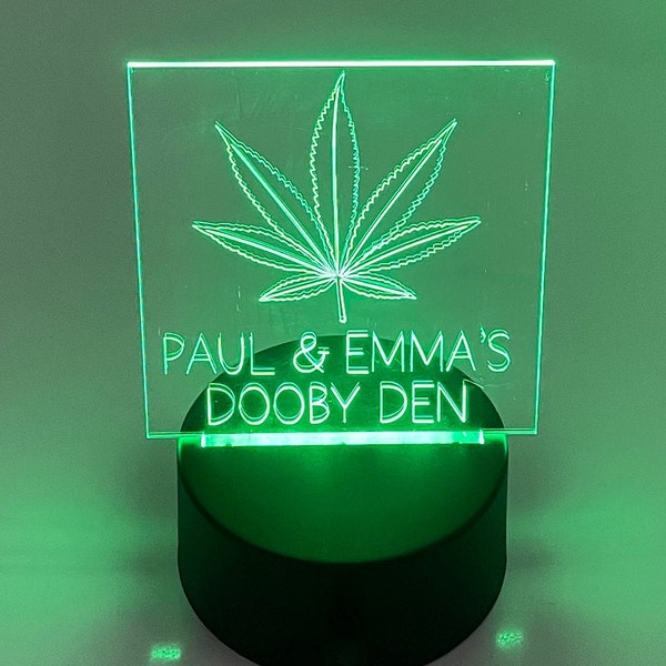 Personalised Weed Leaf LED Light Colour Changing Custom Stoner Decor, Stoner Gift