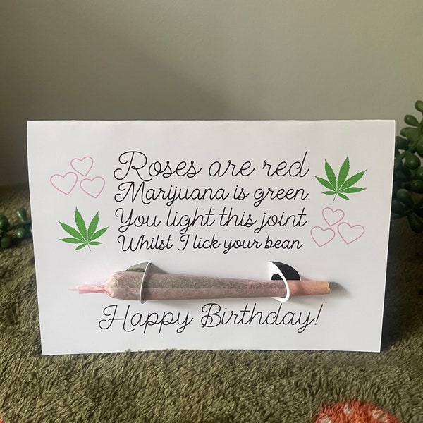 Various Greetings Naughty Stoner Birthday Card with Joint Holder, Stoner Gift for Her, Stoner Poem