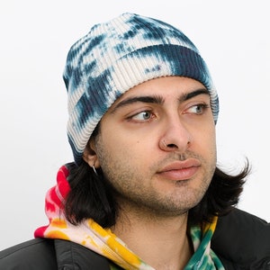 Hand-Dyed Tie Dye Beanie: Unisex Organic Cotton Winter Hat