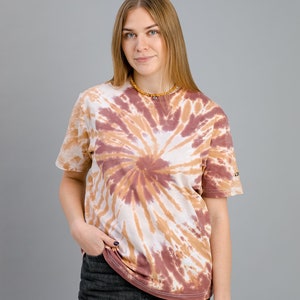 Handmade Brown Tie-Dye T-Shirt: Organic Cotton Unisex Tee