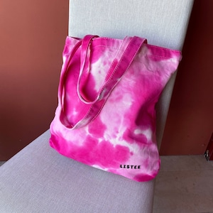 Tie-dye tote bag, Canvas bag, Stylish handmade beach tote bag, Farmers market bag, Bohemian style bag for books, Gift for her, sister