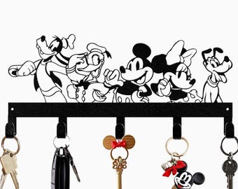 Mickey Family Entryway Key Hanger - Disney Characters Family Key Holder - Housewarming Gift - Gift for Kids Birthday -Mom Love metals