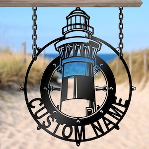 Customized Lighthouse Metal Sign-Lake House Wall Art-Coastal  Metal Sign-Lighthouse Welcome Sign-Seashore Decor-Mother's Day Gift