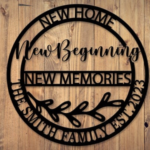 New Home New Beginning Metal Sign-Memorie Sign-New House Gift-New Home Welcome Wall Art-RealtorGift-Housewarming Gift-Personalized Home Sign