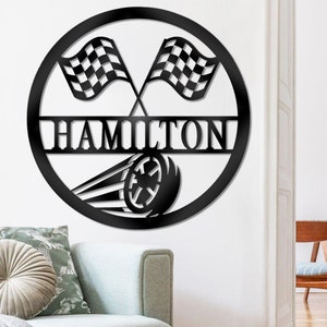 Custom Metal Checkered Flag Sign: Personalized Race Car Decor