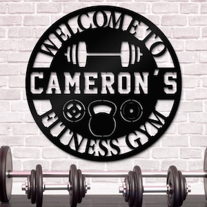 Name Home Gym Wall Decor, Workout Bodybuilding, Personalized Name Gym Room Decor, Welcome fitness Gym Sign, Wall Hanger, Gym Partner Gift