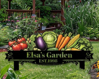 Personalized Garden Stake Metal Sign, Custom Vegetable Garden Marker, Outdoor Garden Decor, Gift for Gardener,