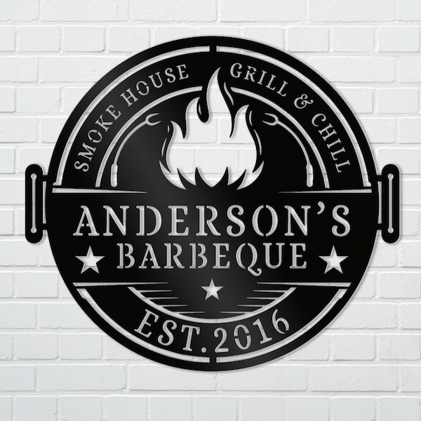 Best Barbeque Personalized Smokehouse Metal Sign-Modern BBQ Grill Sign-Unique BBQ Grill Sign-BBQ Outdoor Décor-Father's Day Gift