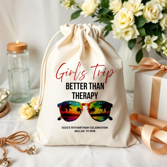 Girls Trip Hangover and Recovery Kit Bags - Better Than Therapy Girls Trip Favors - Party Name Bags - Gifts for Her- Girls Bachelorette Bag