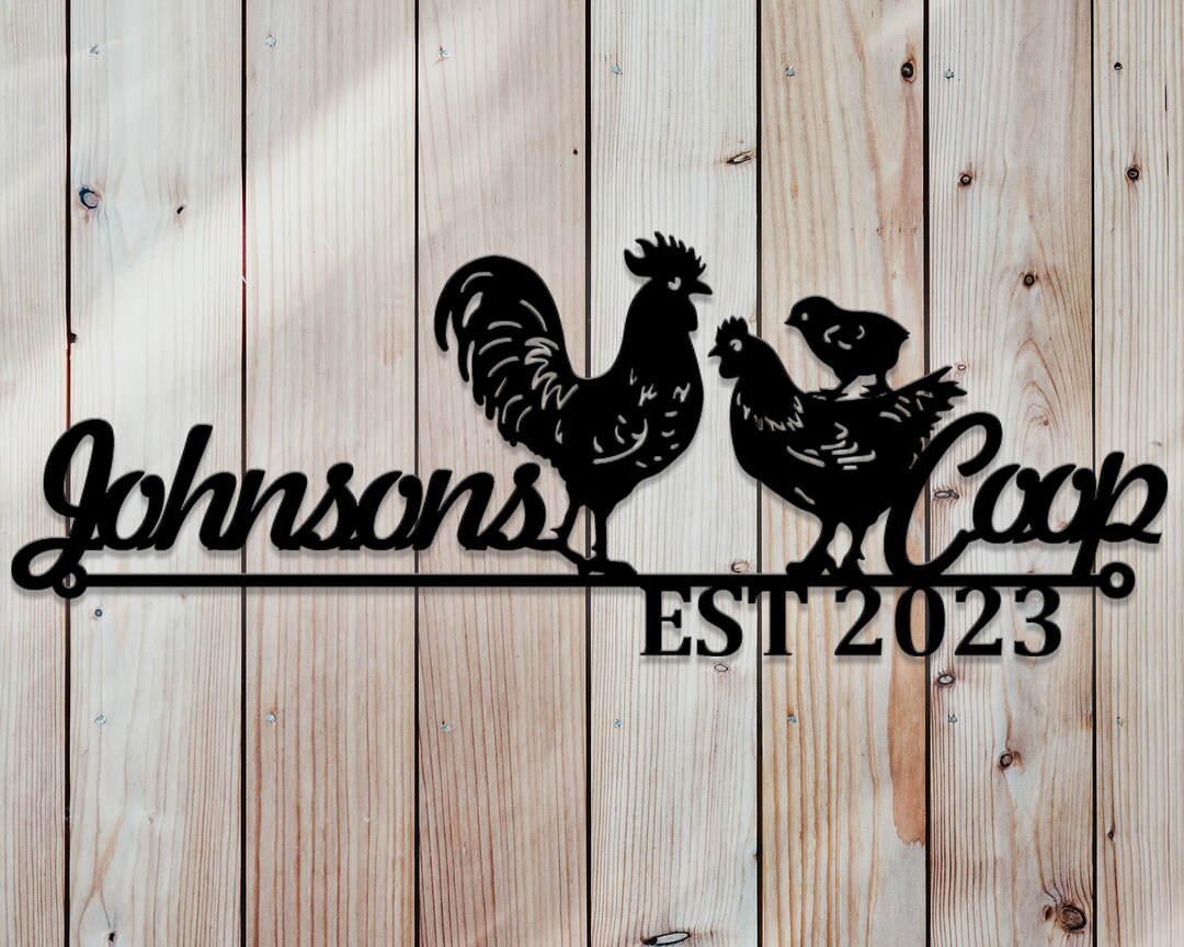 Custom Farmhouse Chicken Coop Décor, Chickens Custom Text Metal Hanging