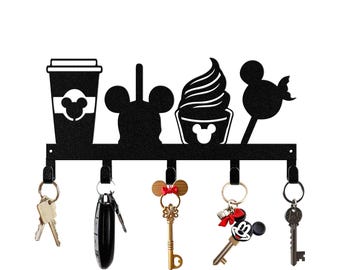 Mickey The Snacks Key Holder - Disney Theme Key Hanger - Mickey Ice-cream Decor - Drink And Food Theme Metal Key Hooks - Mother Metal gifts