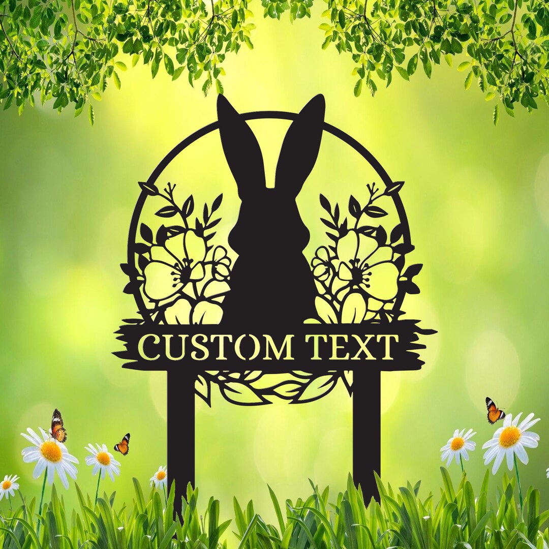 Custom Rabbit Garden Metal Stakes, Rabbit Memorial Stake Sign, Pet ...