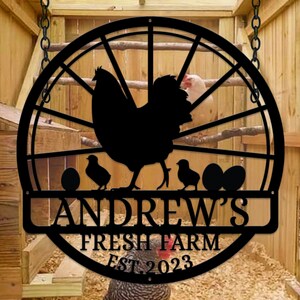 Custom Chicken Fresh Farm Metal Sign, Rustic Chicken Coop Sign, Little Coop Sign Metal Sign, Chicken Hens Farm Monogram, Funny Chicken Signs