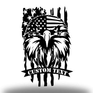 Personalized US Flag Eagle Metal Sign - Patriotic Wall Art - Bald Eagle Sign - Gift For Soldier - Gift For 4Th July - Patriotic Gift.