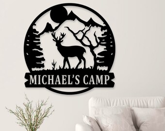 Personalized Metal Camping Sign: Cabin Lake House Decor