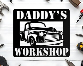 Custom Workshop sign, personalized garage sign, sign for tool shed, workshop sign, handy man gift, fathers day gift sign, custom metal sign