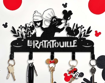 LA RATATOUILLE Ice-cream Key Hangers - Disney Kitchen Décor - Apron Hanging Rack - New Home Gifts - Kitchen Hook Rack - Remy Rat Decor