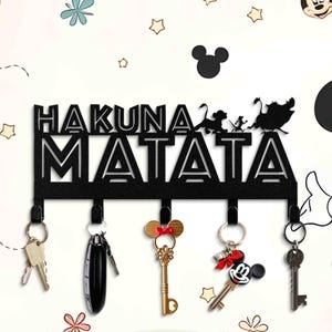 Hakuna Matata Phrase Key Hanger - Disney Characters Key Hook Rack - Car Key Hanger - Kids Love for Comics Room Decor - Mom Love metals