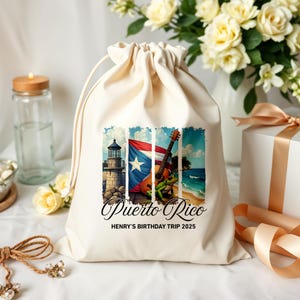Puerto Rico Urlaub Partytaschen - Geburtstagsparty Willkommen Namenstaschen - Vintage Rico Urlaubstaschen - Gedruckte Tasche für besondere Momente - Kartentasche
