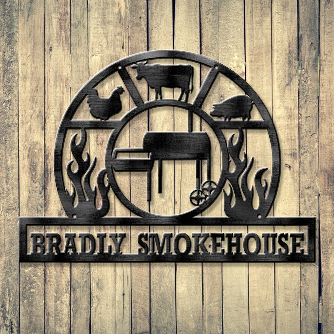 Personalized BBQ Smokehouse Metal Sign, Barbecue Metal Sign, Patio