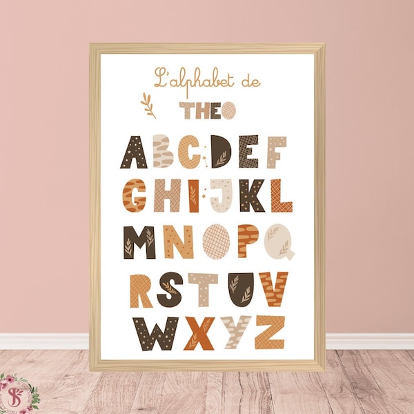 Affiche prénom / lettres alphabet pour garçon / déco chambre d'enfant / éducatif / décoration / idée cadeau / affiche personnalisée