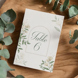 Carte Numéro de table / Mariage - Baptême - Anniversaire - Fête – Design floral – Papeterie élégante pour table d’invités