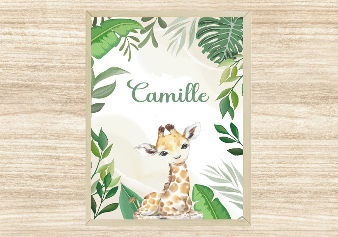 Poster Name Baby Giraffe Pastel to Print Etsy