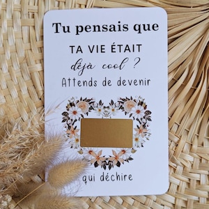 Carte à gratter / annonce à offrir / parrain / marraine / surprise / grossesse / demande spéciale / annonce originale