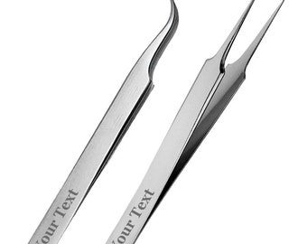 Precision tweezers curved or straight - watchmakers tweezers no. 5 or no. 7 - Personalized tweezers - stainless steel with extra fine points