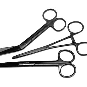 Nursing scissors set Black Edition 3 pieces kocher bandage scissors surgical scissors nurse gift set text engraving option image 2