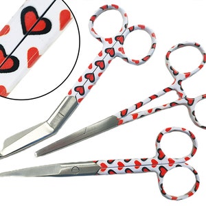 Coffret de ciseaux d'infirmière pour la Saint-Valentin - Ciseaux à pansement + Kocher + Ciseaux chirurgicaux - Coffret cadeau pour infirmière - Cœurs de guérison de la Saint-Valentin