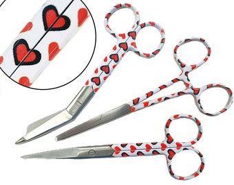 Pflegescheren-Set Valentine – Verbandschere + Kocher + chirurgische Schere – Krankenschwester-Geschenkset – Healing Valentine Hearts