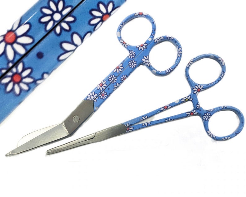 Verpleegkundige scharen set verbandschaar kocher chirurgische schaar nurse gift set bloemen Dazzeling Daisies Kocher+band.Scissors